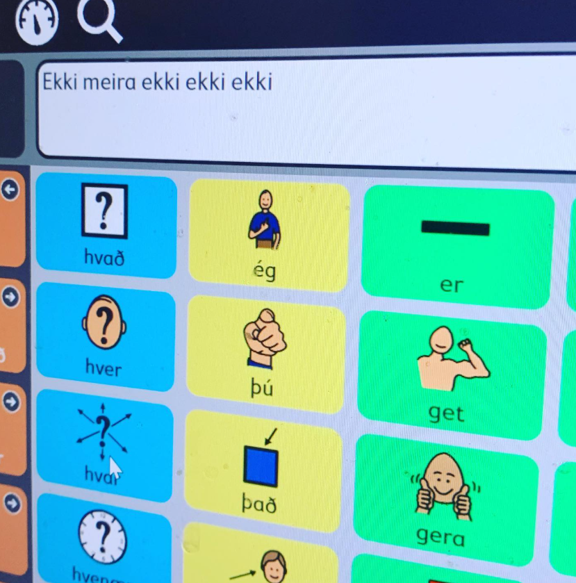 Mynd af tjáskiptaborði þar sem notandi hefur skrifað: "Ekki meira ekki ekki ekki"